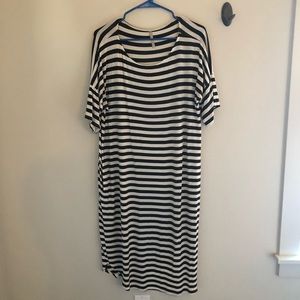 Olive strip shift dress